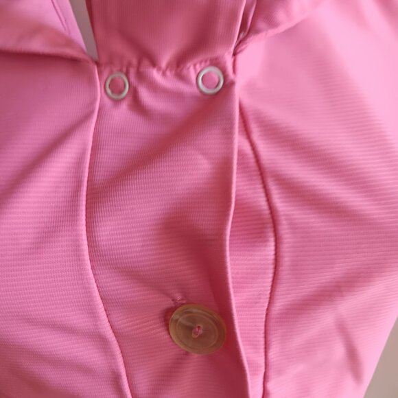 Women's Small Vintage Beautician Blouse Pink 1960's Acetate Mod Stewardess Tunic - Picture 7 of 8
